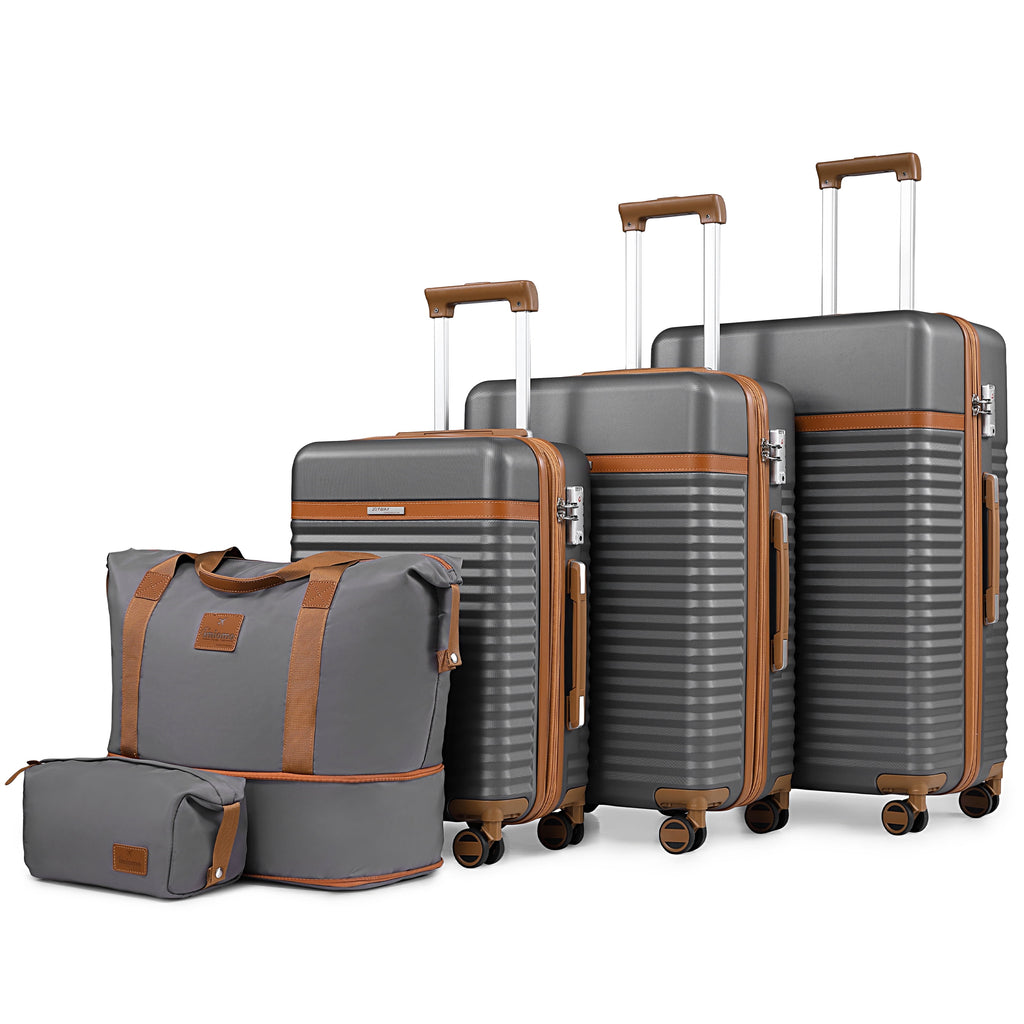 5-Piece Luggage Sets ABS Hardside Spinner Luggage -（Expandable Suitcase20"24"）28-In Checked Luggage - Top Travel