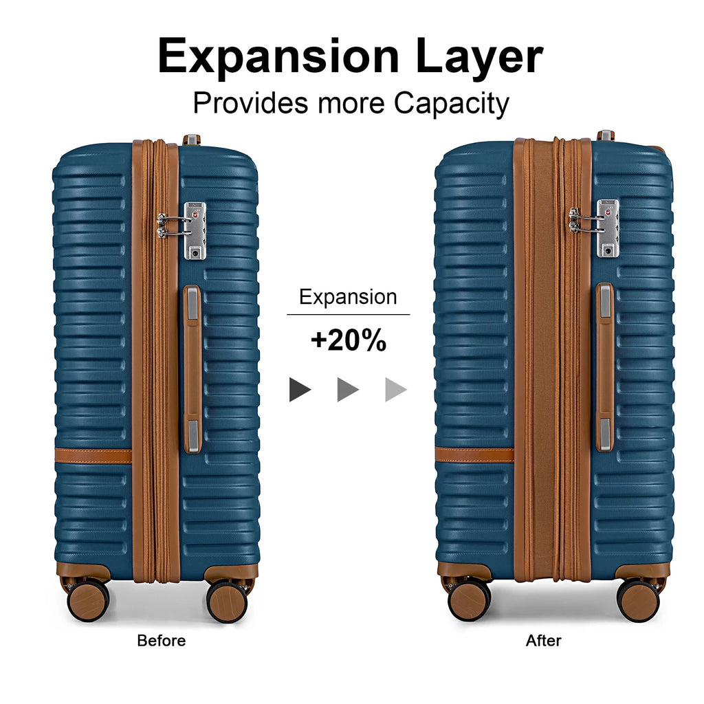 Hardside Luggage Set 5-Piece Set & TSA Lock （Expandable Suitcase 20" & 24"）28-In Checked Luggage