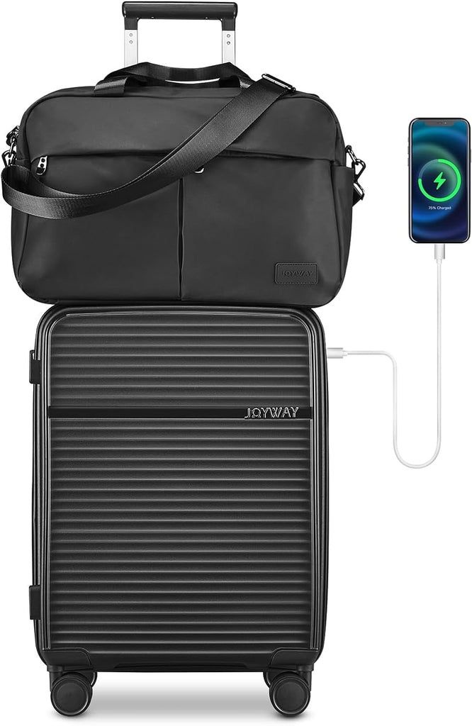 Airline - Approved 20" Expandable Carry - On with Spinner Wheels, Charger and TSA Lock - Top Travels