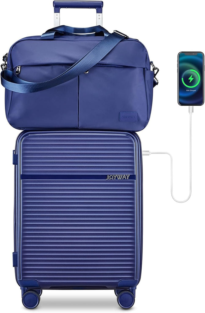 Airline - Approved 20" Expandable Carry - On with Spinner Wheels, Charger and TSA Lock - Top Travels