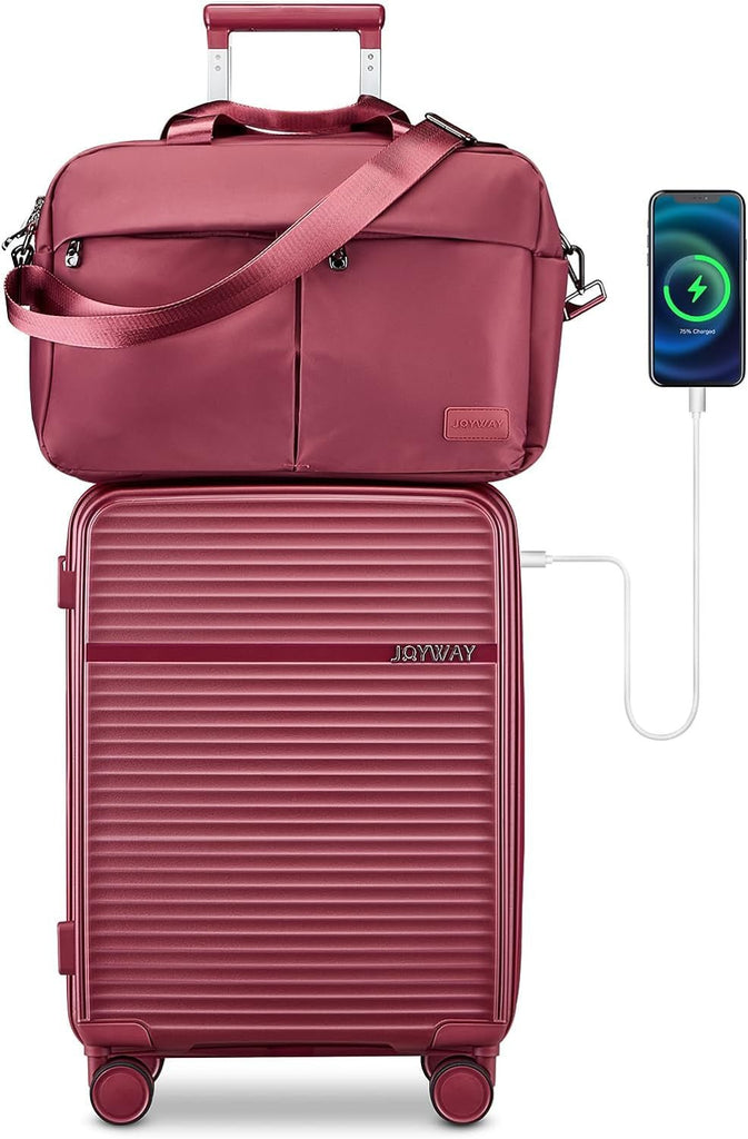 Airline - Approved 20" Expandable Carry - On with Spinner Wheels, Charger and TSA Lock - Top Travels