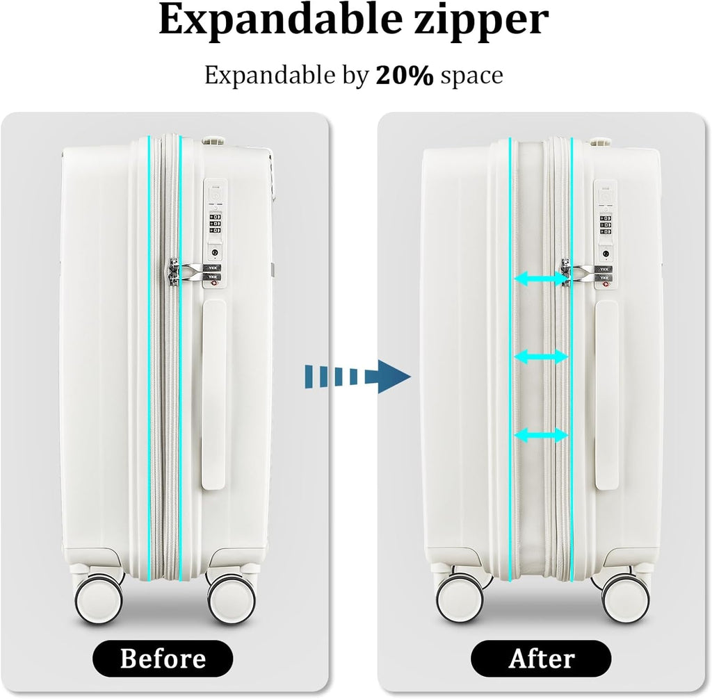 Airline - Approved 20" Expandable Carry - On with Spinner Wheels, Charger and TSA Lock - Top Travels