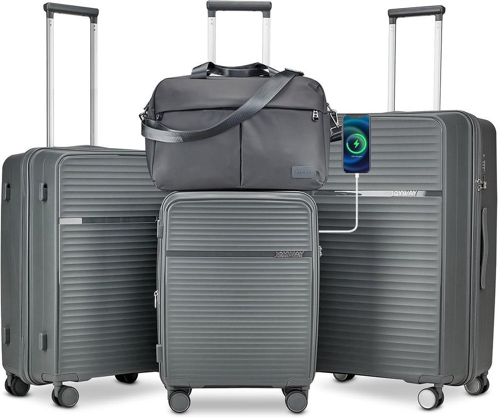 Airline - Approved 20" Expandable Carry - On with Spinner Wheels, Charger and TSA Lock - Top Travels