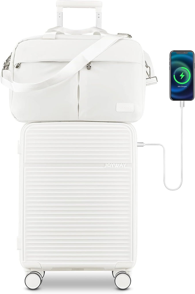 Airline - Approved 20" Expandable Carry - On with Spinner Wheels, Charger and TSA Lock - Top Travels