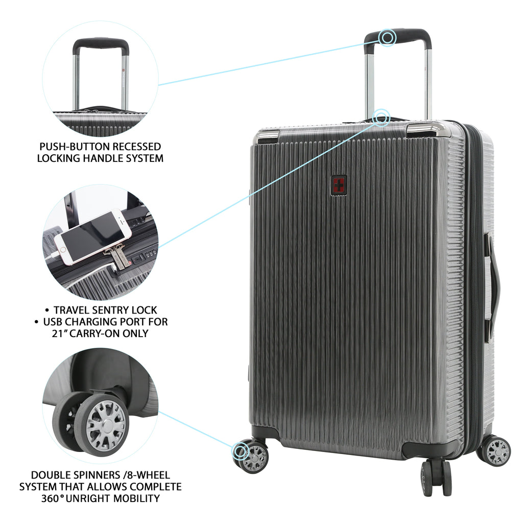 Swisstech Excursion 21" Hardside Rolling Upright Carry-On - Charcoal