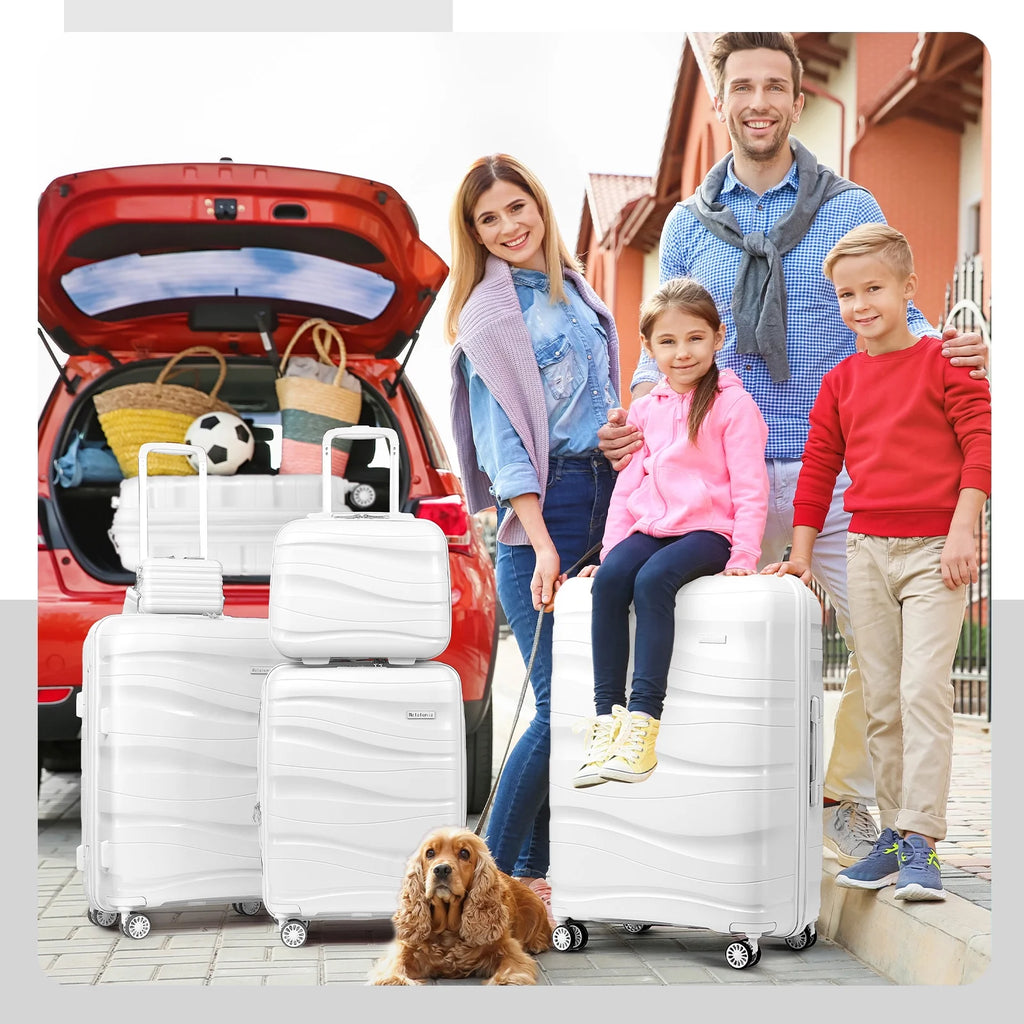 5-Piece Luggage Set PP Hardside Spinner Luggage - （Expandable Carry-On Suitcase20"）（ 24" 28") - Top Travel