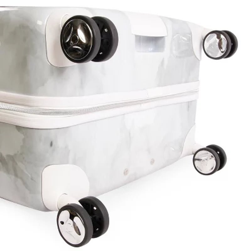 Bebe Lilah 2 - Piece Hardside Luggage Set, Silver Marble - Top Travels