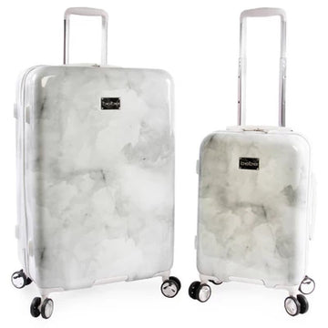 Bebe Lilah 2 - Piece Hardside Luggage Set, Silver Marble - Top Travels