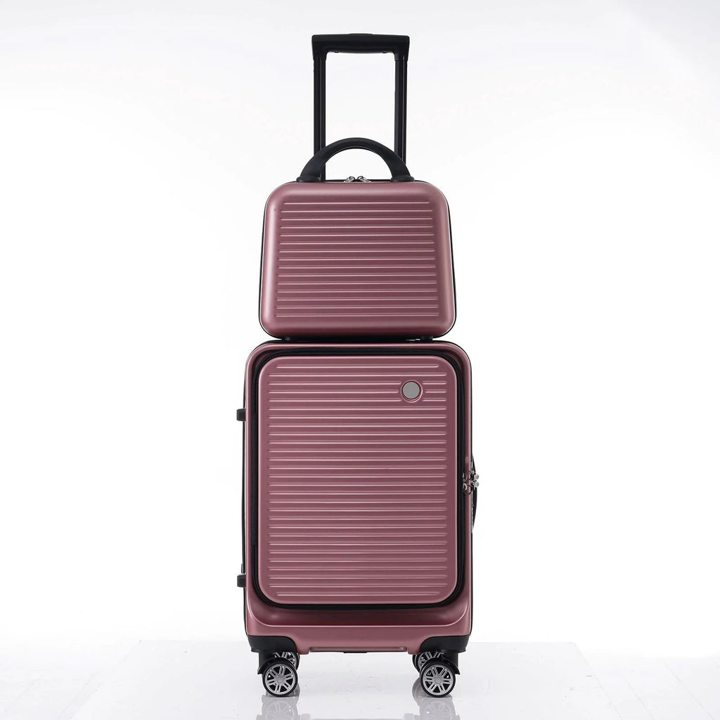 Carry - On Luggage 20 Inch Front Open Luggage Lightweight Suitcase with Front Pocket and USB Port, 1 Portable Carrying Case - Top Travels