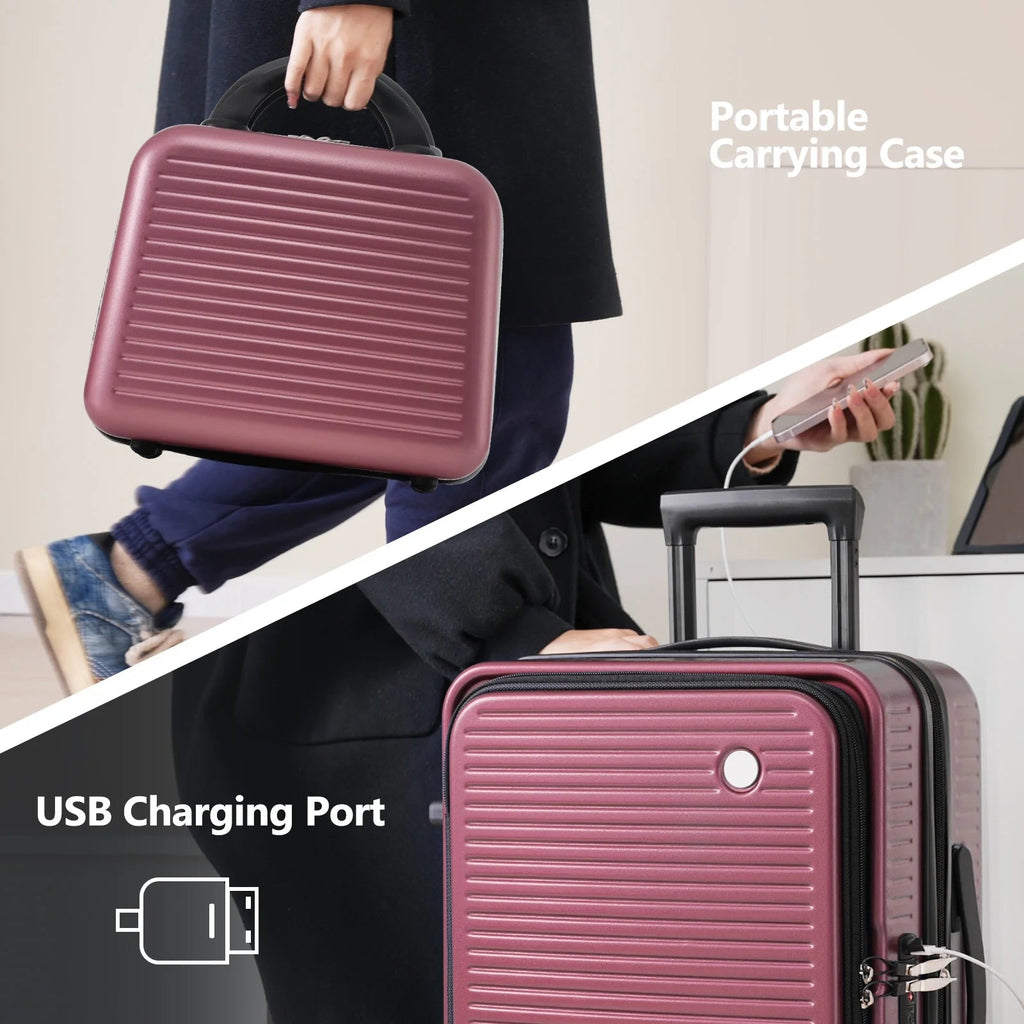 Carry - On Luggage 20 Inch Front Open Luggage Lightweight Suitcase with Front Pocket and USB Port, 1 Portable Carrying Case - Top Travels