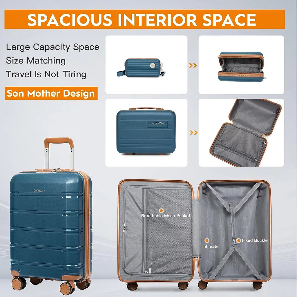 Carry - On Luggage 20" Lightweight Polypropylene Luggage, Hardshell Suitcase with Swivel Wheels - Top Travels