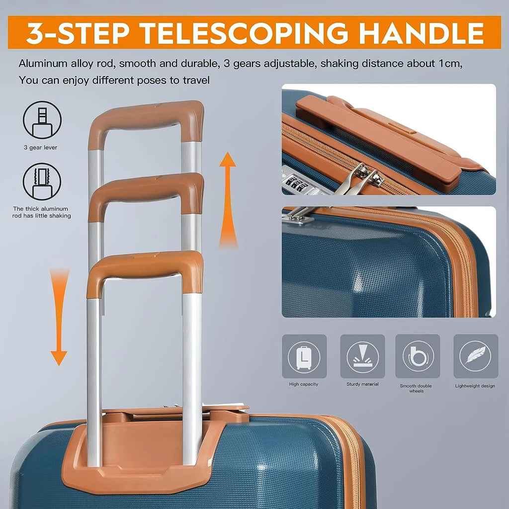Carry - On Luggage 20" Lightweight Polypropylene Luggage, Hardshell Suitcase with Swivel Wheels - Top Travels
