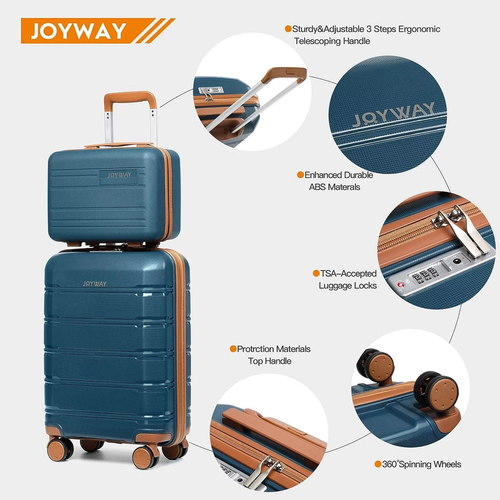 Carry - On Luggage 20" Lightweight Polypropylene Luggage, Hardshell Suitcase with Swivel Wheels - Top Travels