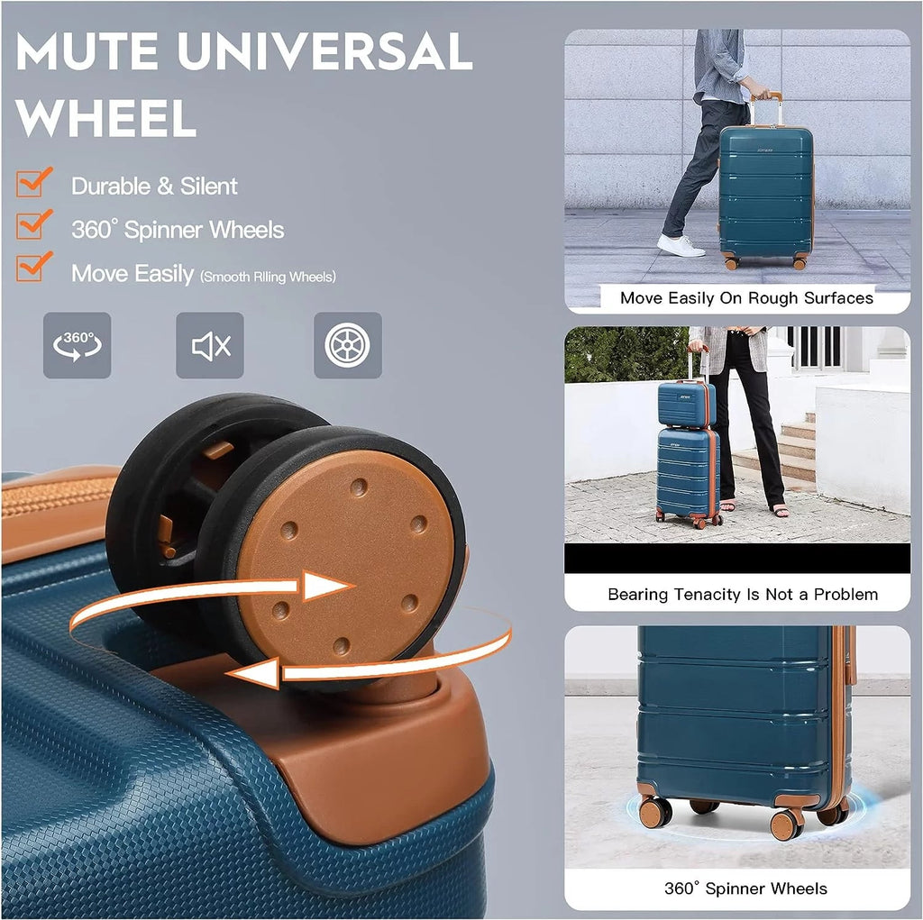 Carry - On Luggage 20" Lightweight Polypropylene Luggage, Hardshell Suitcase with Swivel Wheels - Top Travels