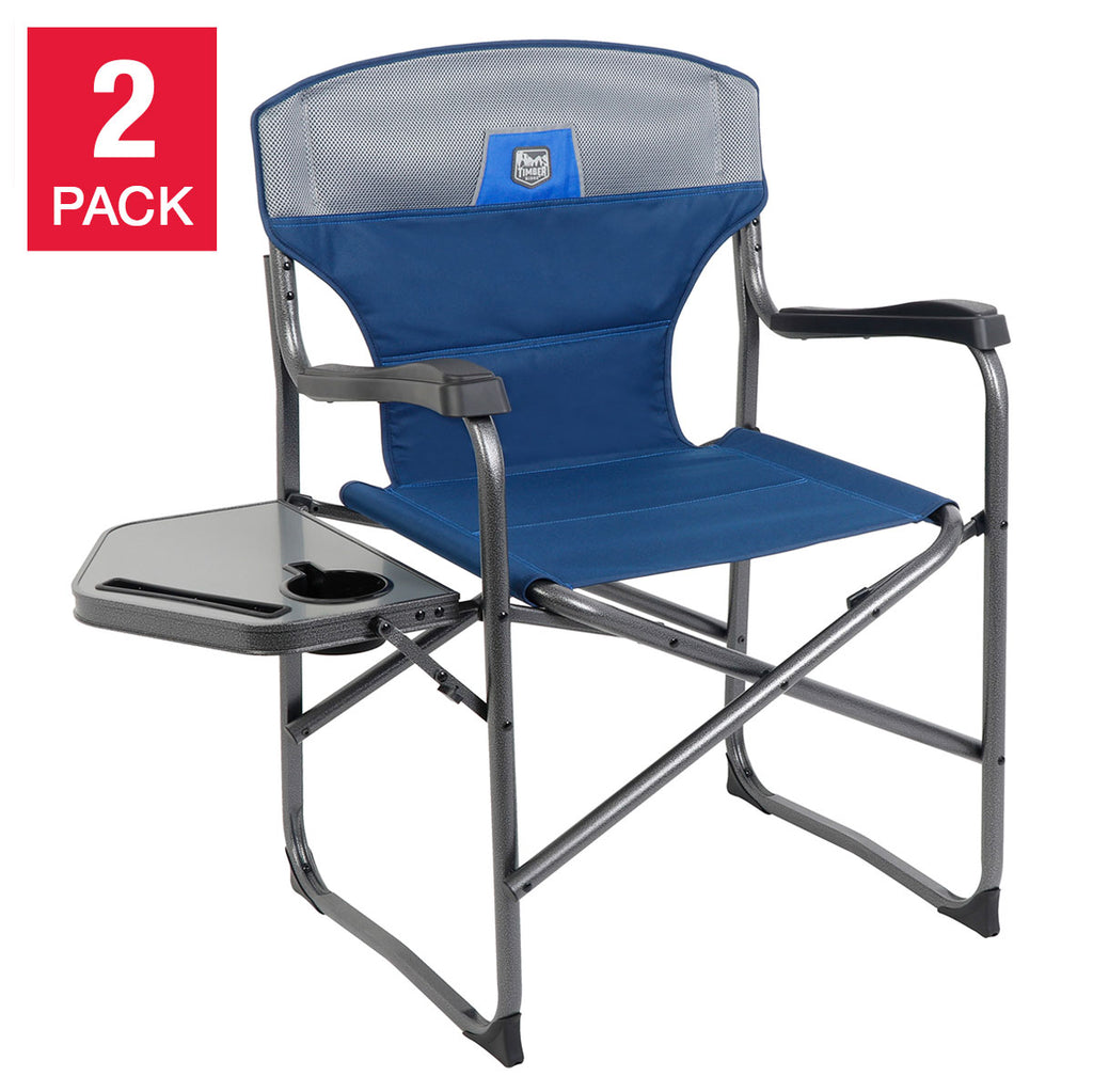 Timber Ridge Folding Director’s Beach & Camping Chair with Phone/Tablet Holder 2-Pack