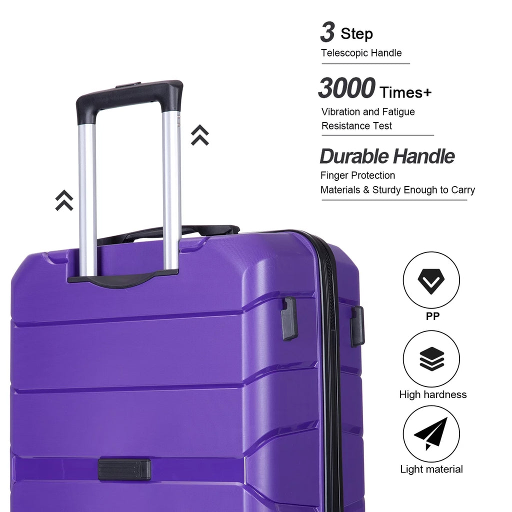 3 Piece Hardside Luggage Set Hardshell Lightweight Suitcase with TSA Lock Spinner Wheels - Top Travel