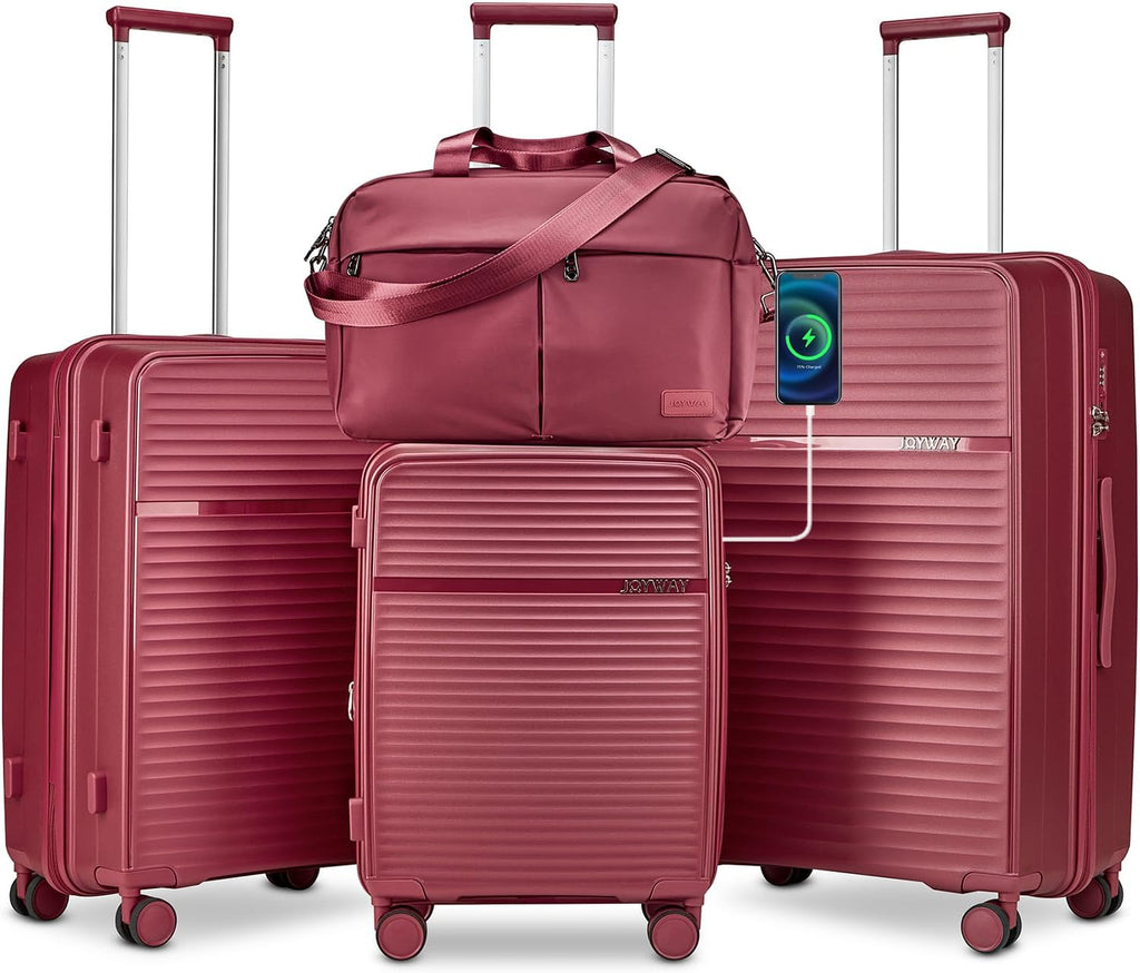 Airline-Approved 20" Expandable Carry-On with Spinner Wheels, Charger and TSA Lock