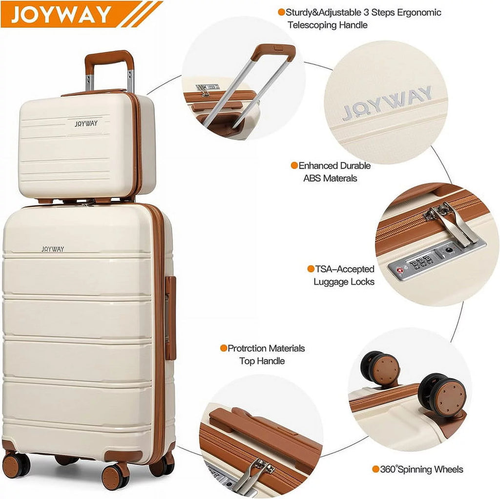 Carry-On Luggage 20" Lightweight Polypropylene Luggage, Hardshell Suitcase with Swivel Wheels - Top Travel