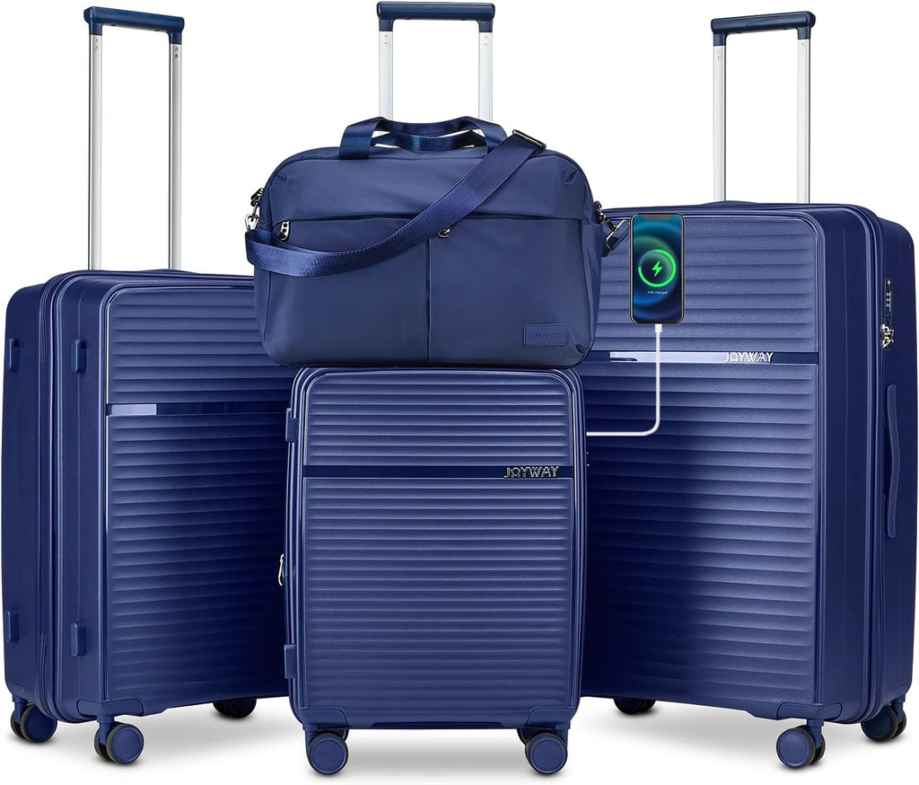 Airline-Approved 20" Expandable Carry-On with Spinner Wheels, Charger and TSA Lock