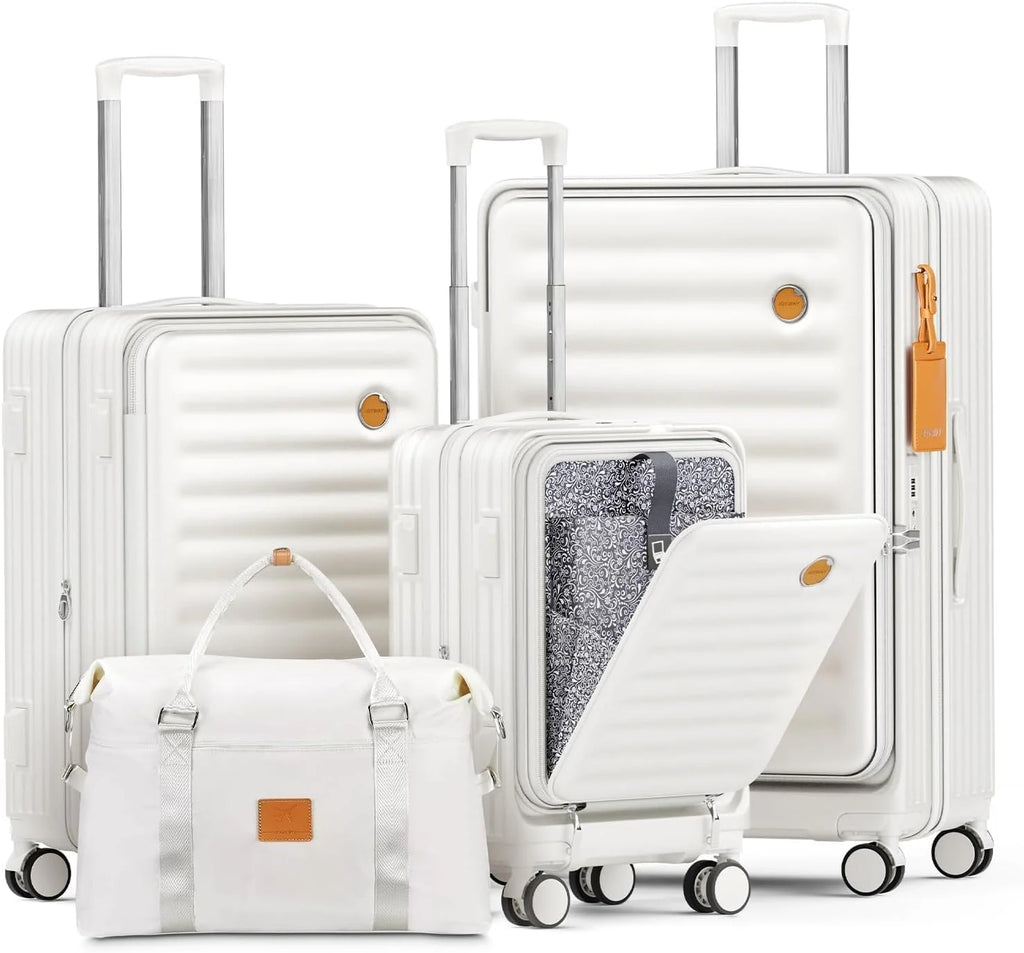 4-Piece PC Hardside Spinner Luggage Set - Expandable Suitcases (20"/24") and 28" Checked Luggage