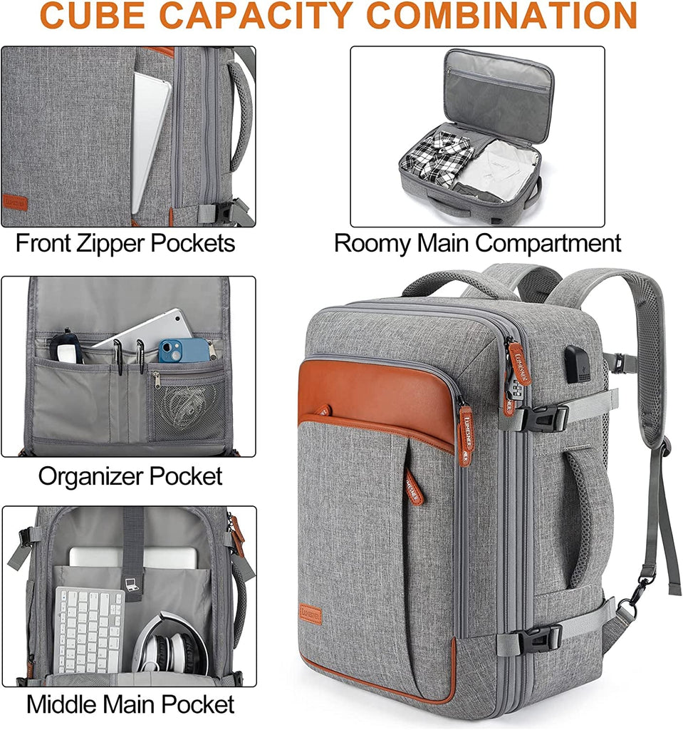 Extra Large Expandable 40L Water Resistant Travel Backpack with 4 Packing Cubes - Top Travels