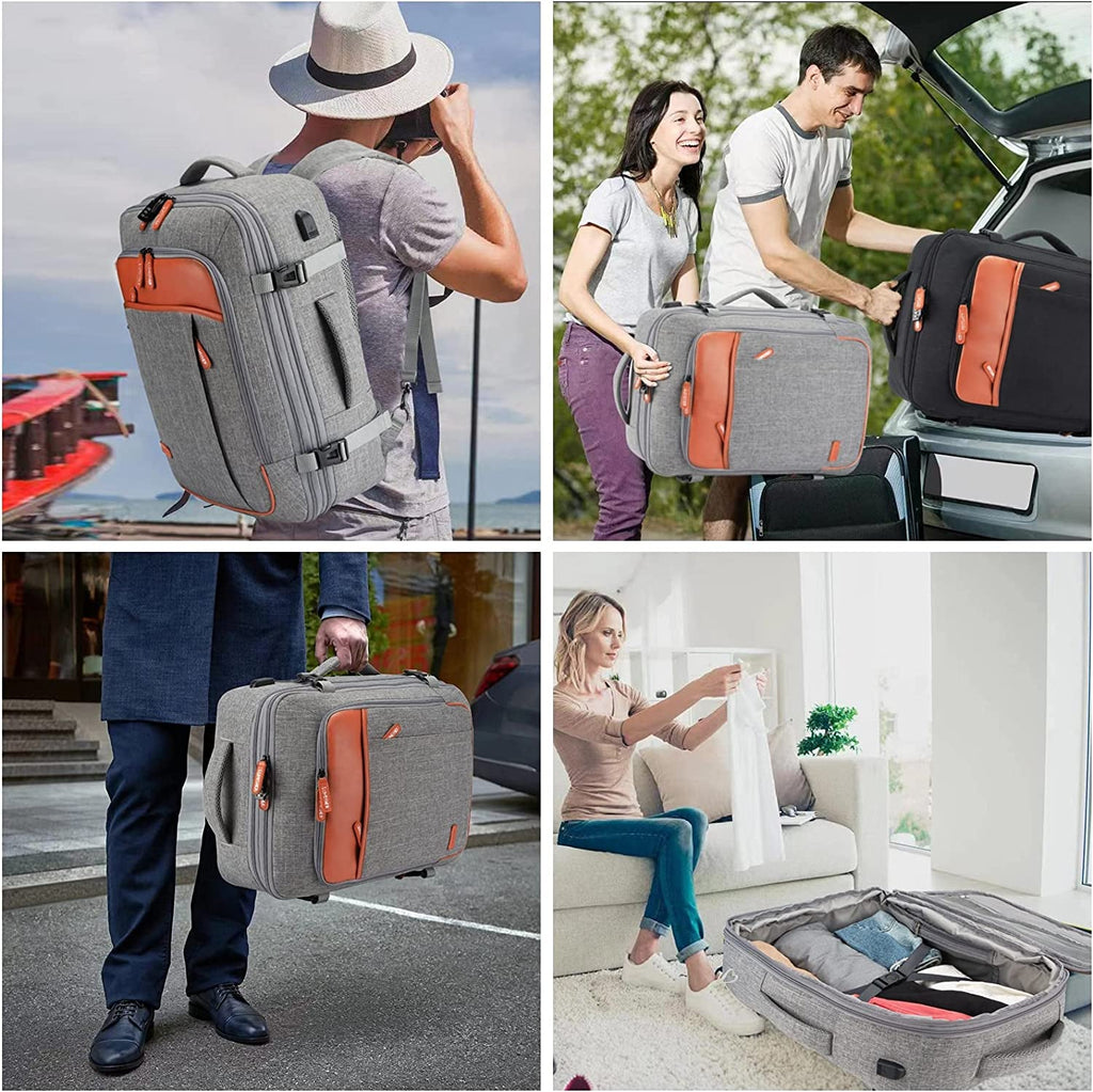 Extra Large Expandable 40L Water Resistant Travel Backpack with 4 Packing Cubes - Top Travels