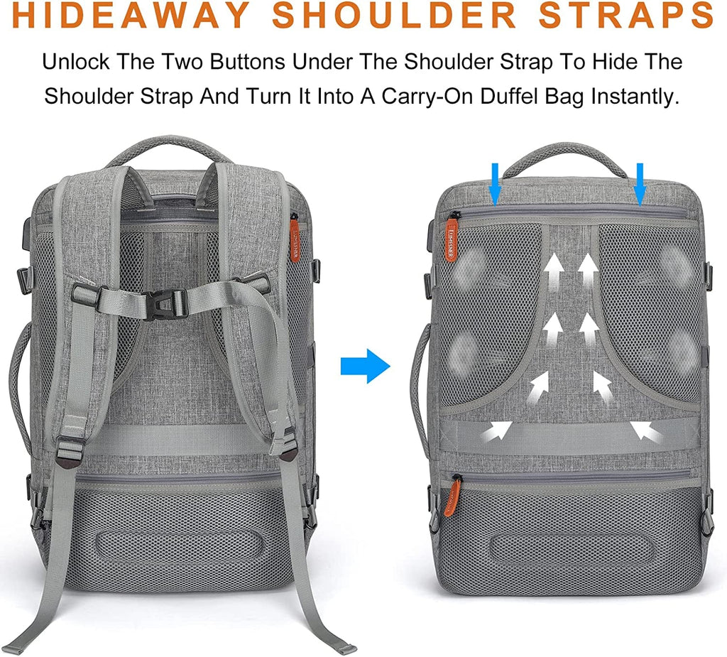 Extra Large Expandable 40L Water Resistant Travel Backpack with 4 Packing Cubes - Top Travels