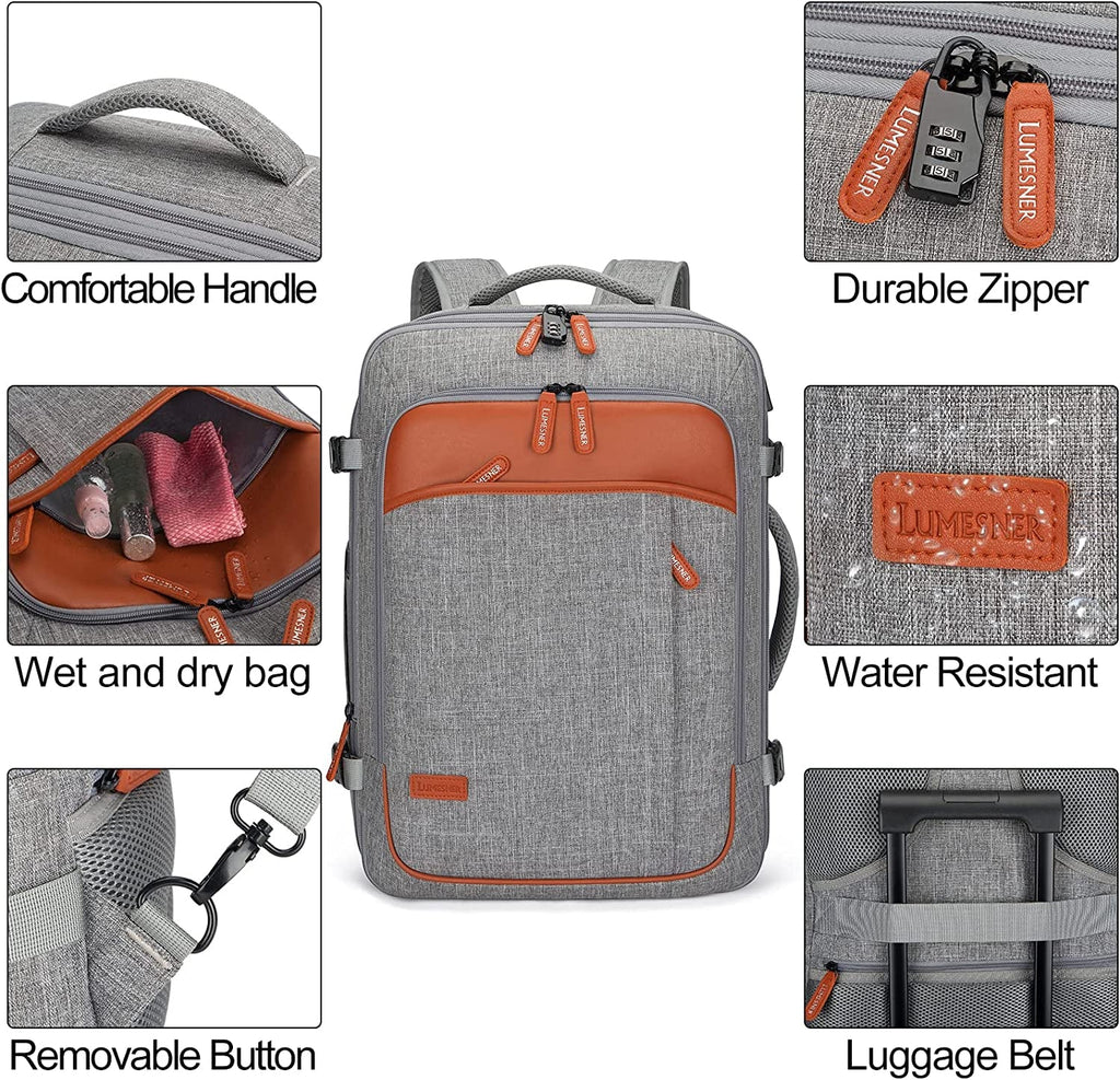 Extra Large Expandable 40L Water Resistant Travel Backpack with 4 Packing Cubes - Top Travels