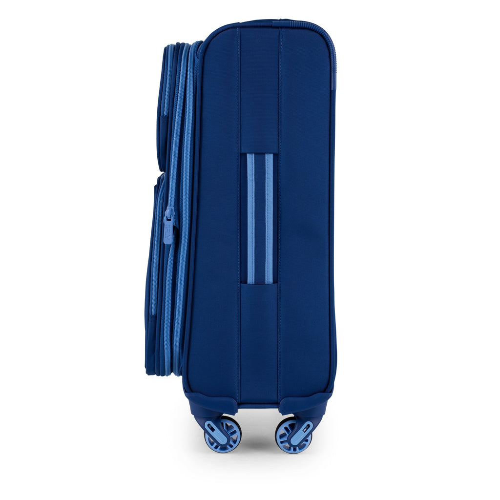 Softside Accent 3 Piece Set 4-Wheel Spinner, 20" Carry-On, 24" Checked Luggage and 28" Checked Luggage, Navy/Light Blue