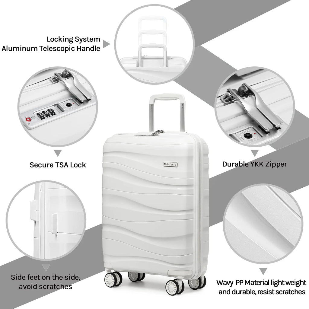 5-Piece Luggage Set PP Hardside Spinner Luggage - （Expandable Carry-On Suitcase20"）（ 24" 28") - Top Travel