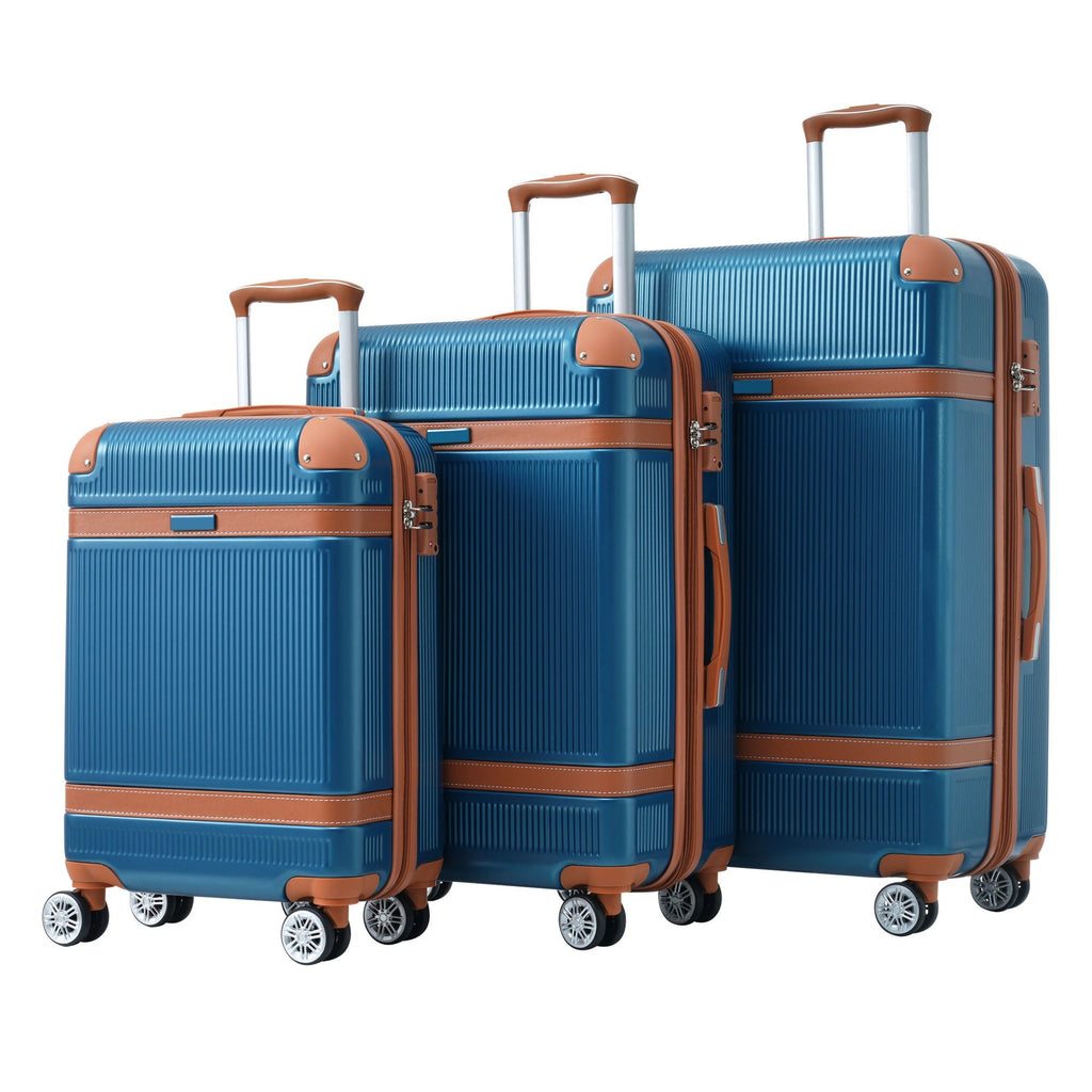 Hardshell Luggage Sets 3 Piece double spinner 8 wheels Suitcase with TSA Lock Lightweight 20''24''28'' - Top Travels
