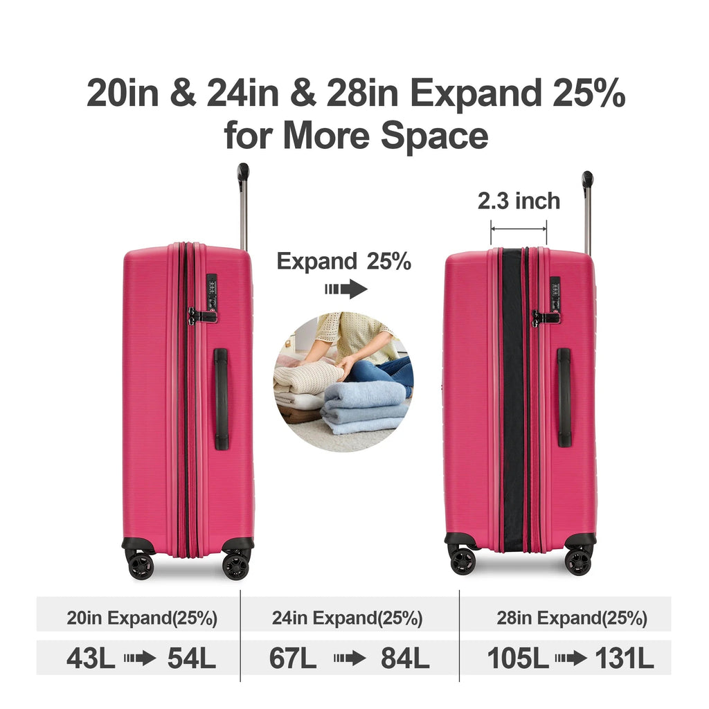 Hardside Expandable Luggage with Spinner Wheels,Tsa Lock,Rose Red,Checked - Large 28 - Inch - Top Travels