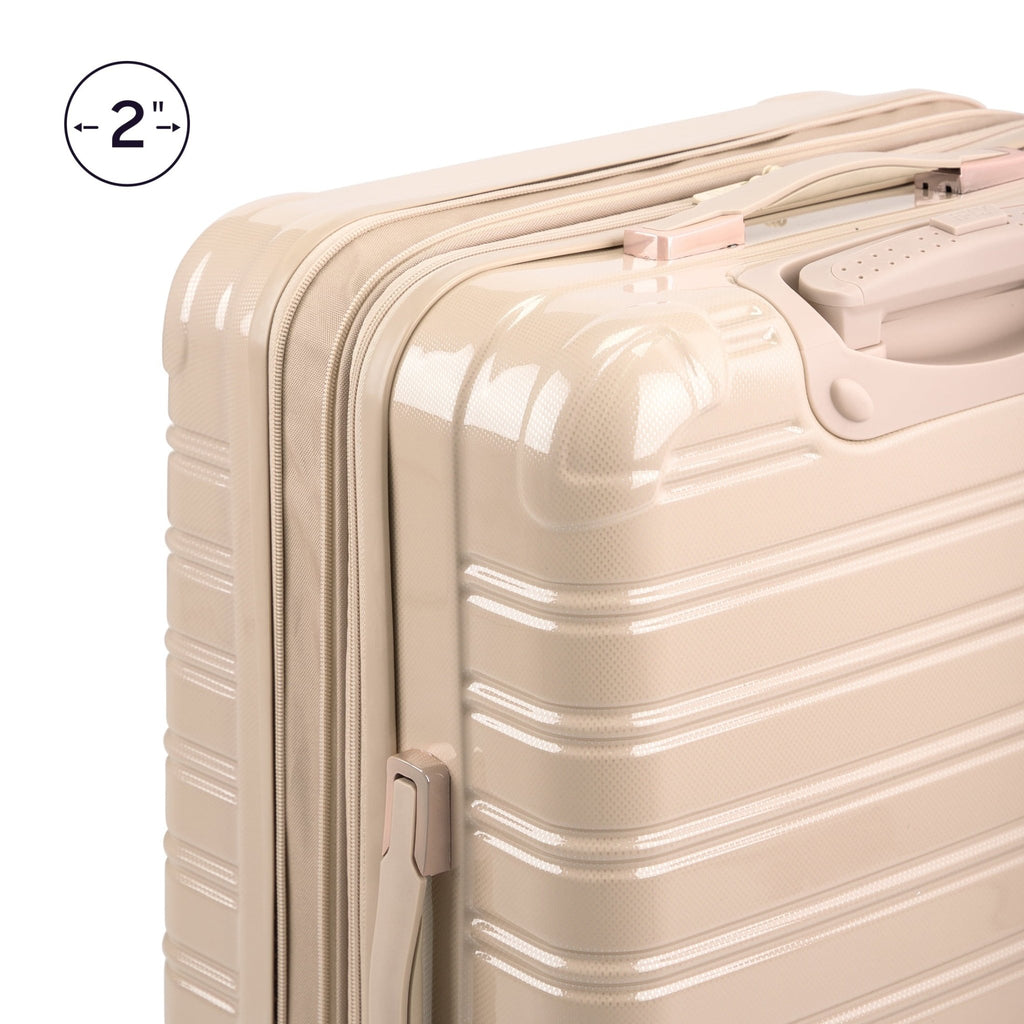 Hardside Luggage Fibertech 3 Piece Set, 20" Carry - On Luggage, 24" Checked Luggage and 28" Checked Luggage, Champagne - Top Travels