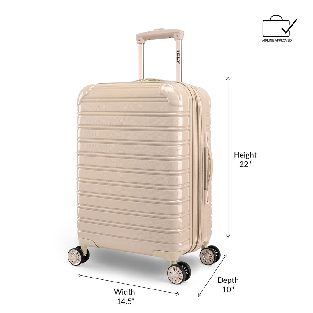 Hardside Luggage Fibertech 3 Piece Set, 20" Carry - On Luggage, 24" Checked Luggage and 28" Checked Luggage, Champagne - Top Travels