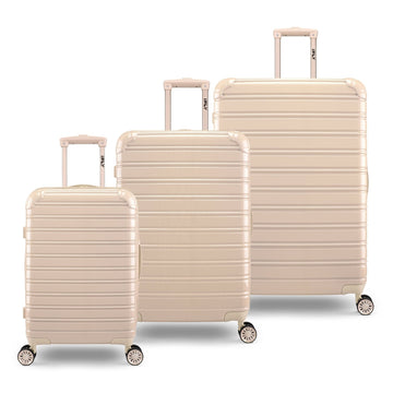 Hardside Luggage Fibertech 3 Piece Set, 20" Carry - On Luggage, 24" Checked Luggage and 28" Checked Luggage, Champagne - Top Travels