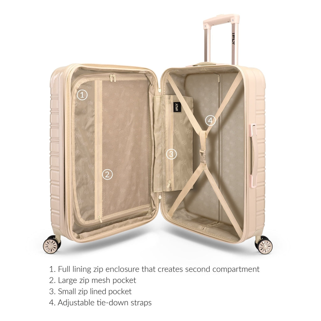 Hardside Luggage Fibertech 3 Piece Set, 20" Carry - On Luggage, 24" Checked Luggage and 28" Checked Luggage, Champagne - Top Travels
