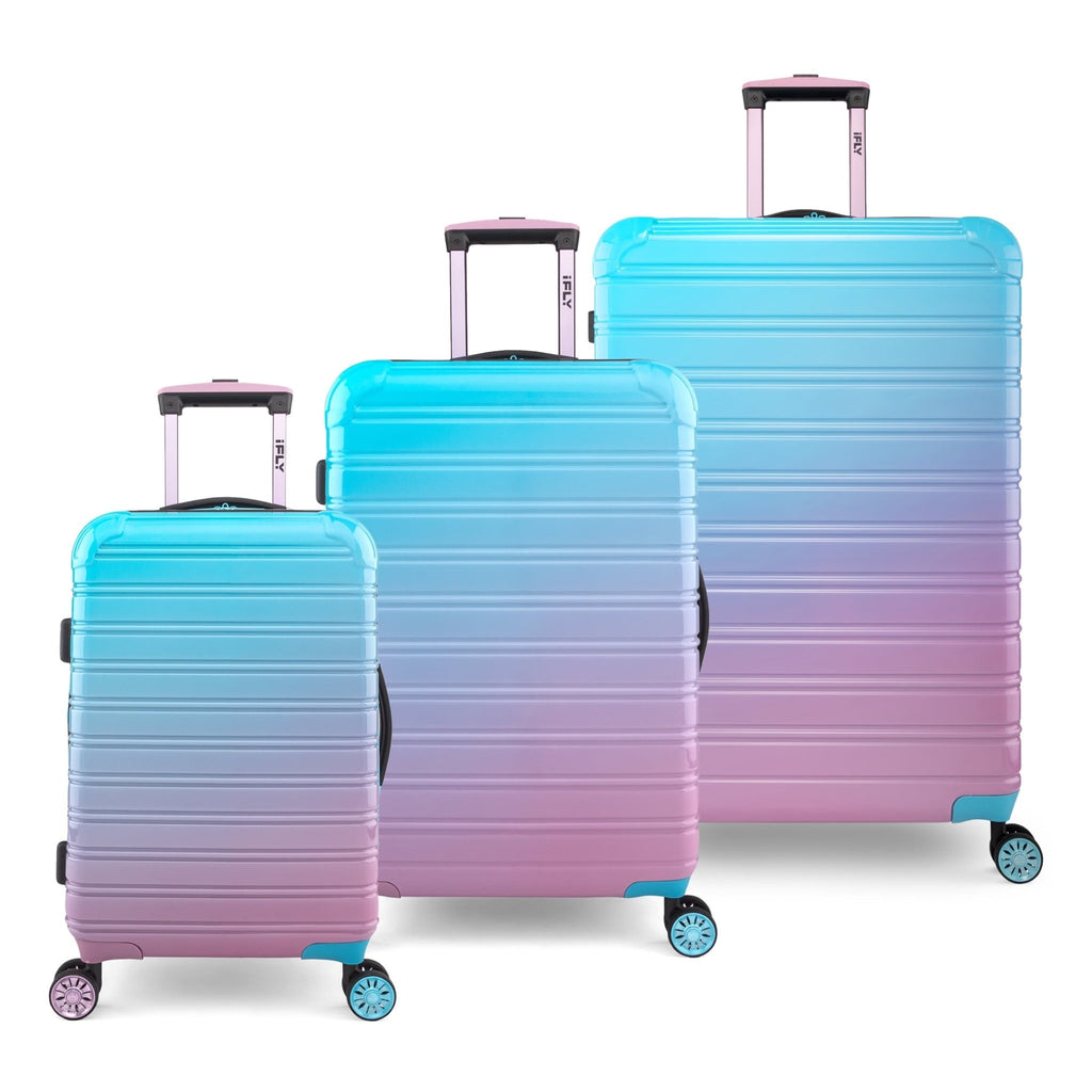 Hardside Luggage Fibertech 3 Piece Set, 20" Carry - On Luggage, 24" Checked Luggage and 28" Checked Luggage, Cotton Candy - Top Travels