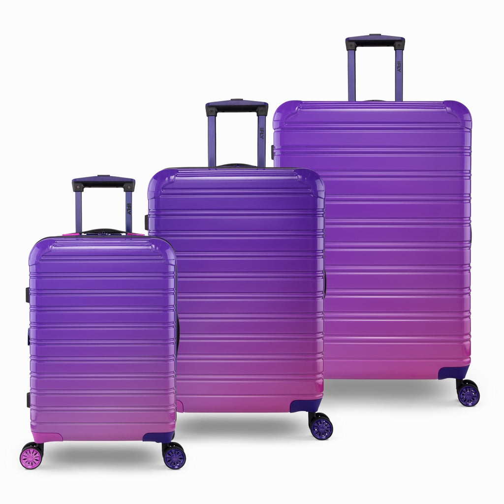 Hardside Luggage Fibertech 3 Piece Set with Double Spinner Wheels, 20" Carry - On Luggage, 24" Checked Luggage and 28" Checked Luggage, Midnight Berry - Top Travels