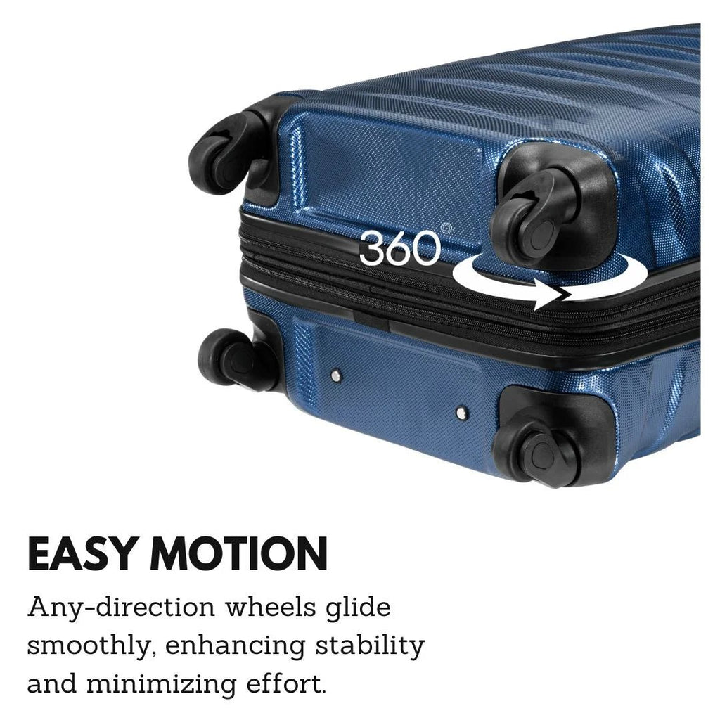 Luggage Coho Hardside 3 - Piece Luggage Set with Spinner Wheels, Royal Blue - Top Travels