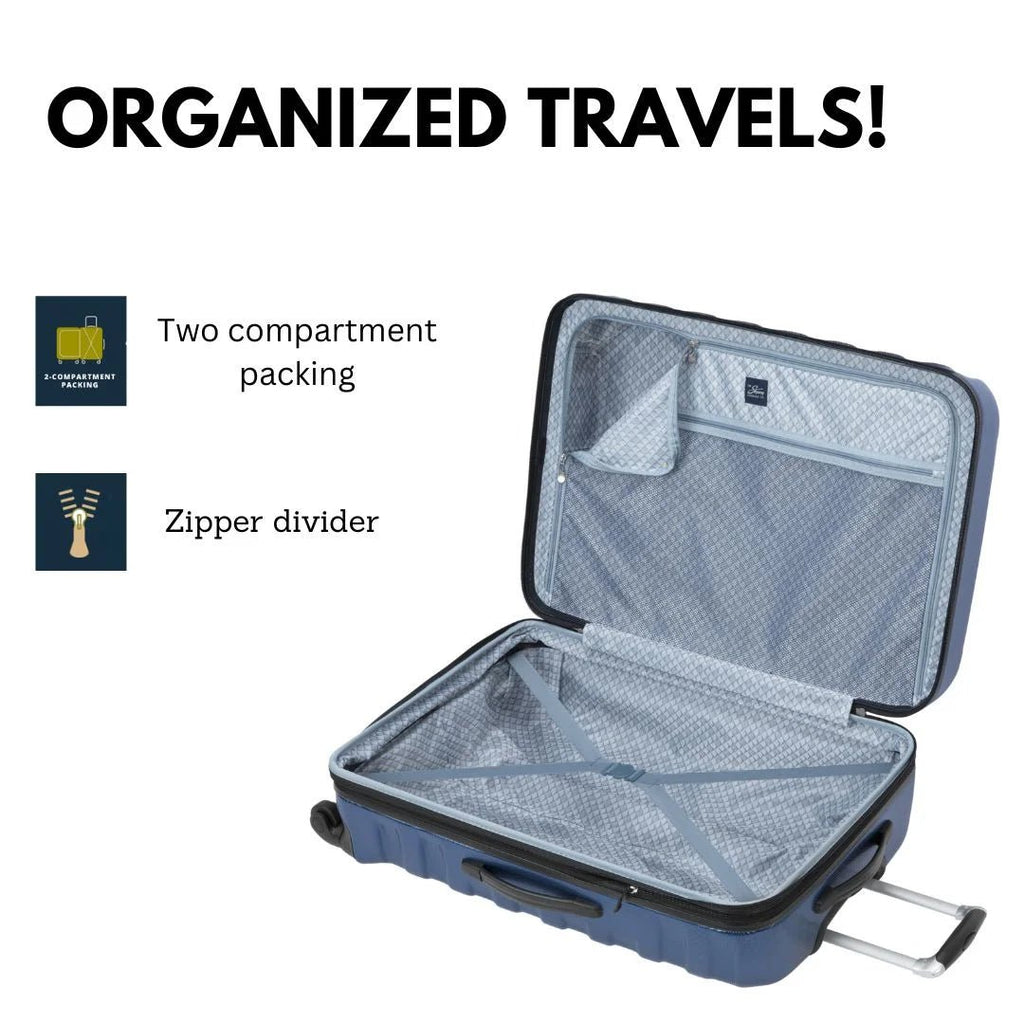 Luggage Coho Hardside 3 - Piece Luggage Set with Spinner Wheels, Royal Blue - Top Travels