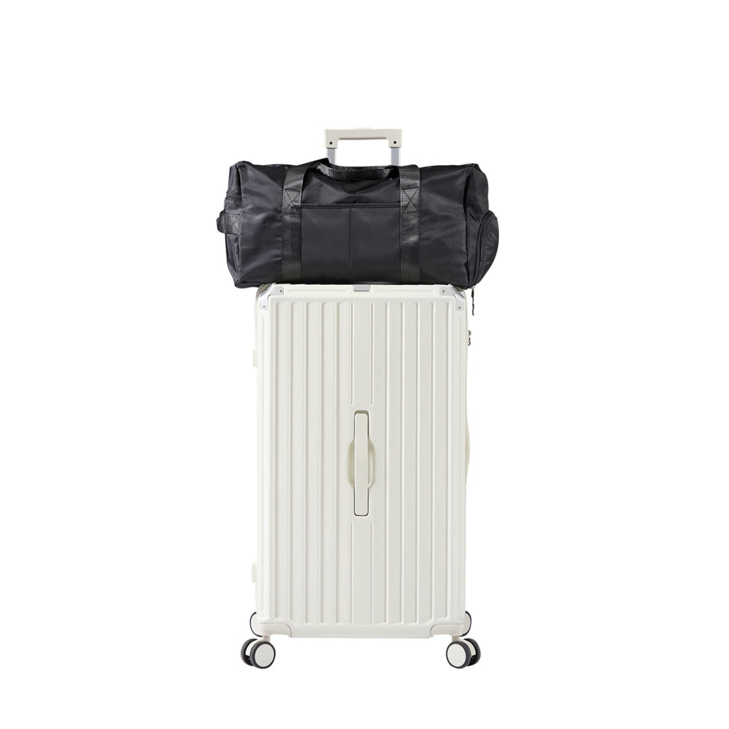 Luggage Set 4 pcs (20"/24"/29"/Travel Bag), PC+ABS Durable Lightweight Luggage with Collapsible Cup Holder, 360° Silent Spinner Wheels, TSA Lock, White - Top Travels