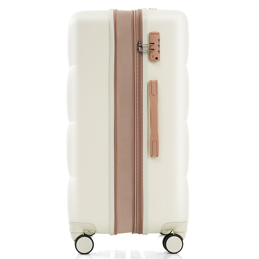 Luggage Set of 3, 20 - inch with USB Port, Airline Certified Carry - on Luggage with Cup Holder, ABS Hard Shell Luggage with Spinner Wheels, white - Top Travels