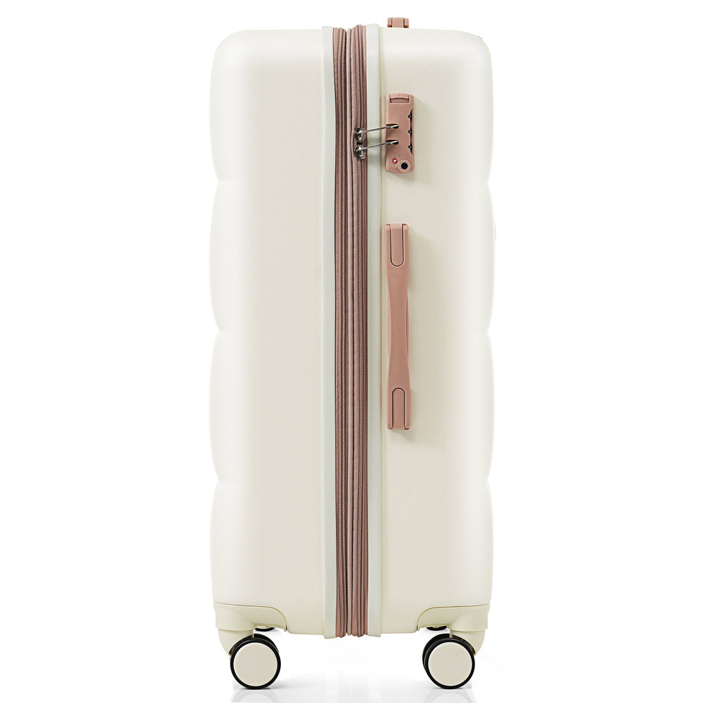 Luggage Set of 3, 20 - inch with USB Port, Airline Certified Carry - on Luggage with Cup Holder, ABS Hard Shell Luggage with Spinner Wheels, white - Top Travels