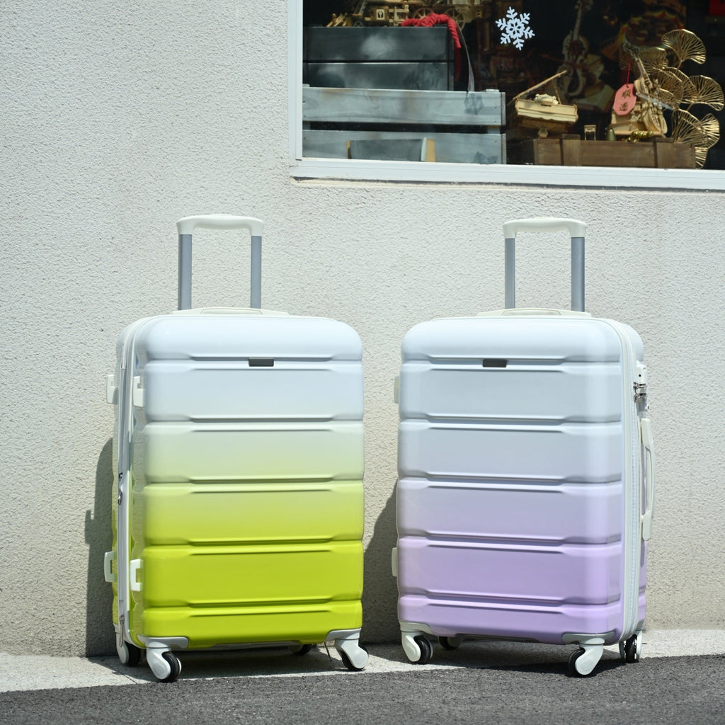 Luggage Set of 3, 20 - inch with USB Port, Airline Certified Carry - on Luggage with Cup Holder, ABS+PC Hard Shell Luggage with Spinner Wheels, lemon yellow - Top Travels