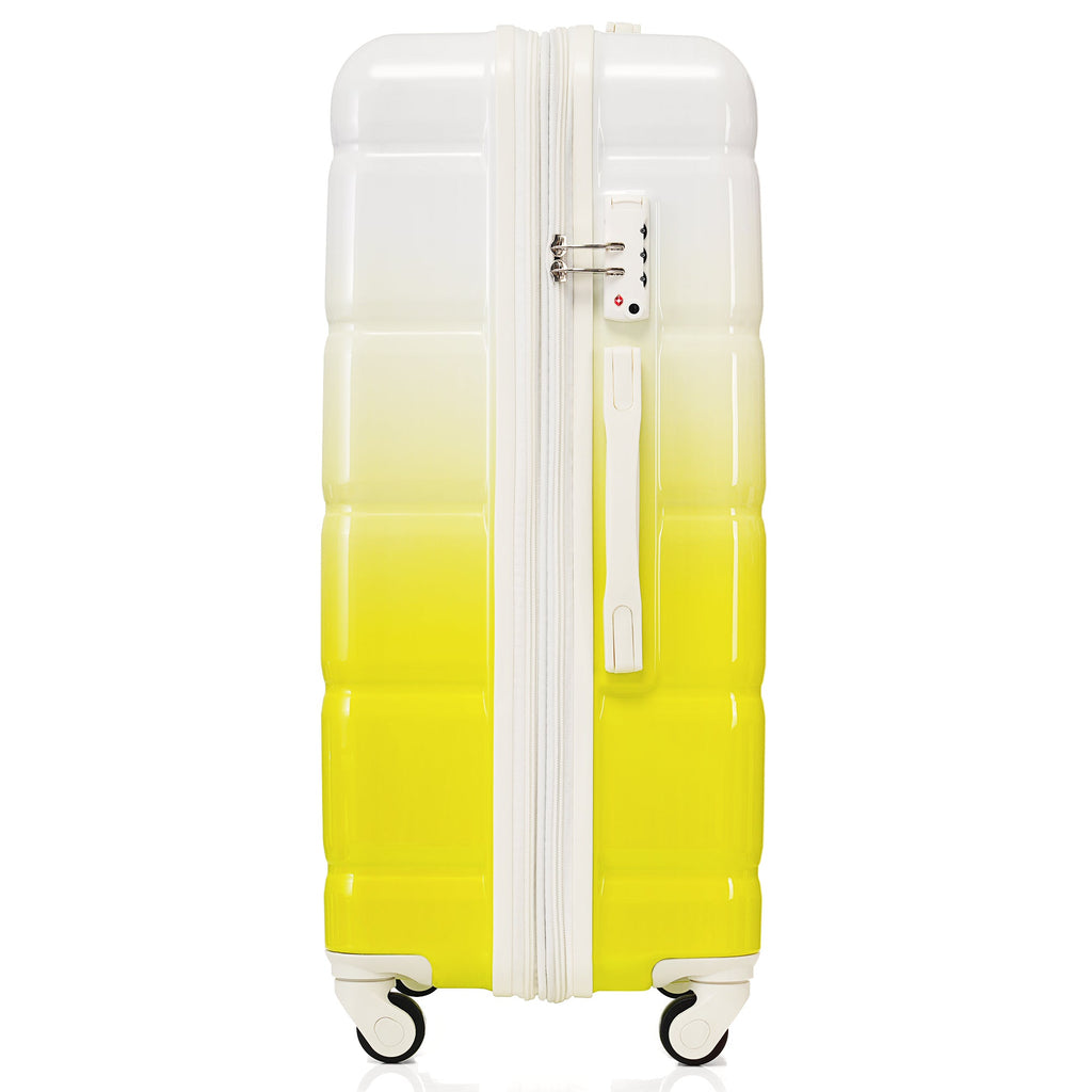 Luggage Set of 3, 20 - inch with USB Port, Airline Certified Carry - on Luggage with Cup Holder, ABS+PC Hard Shell Luggage with Spinner Wheels, lemon yellow - Top Travels