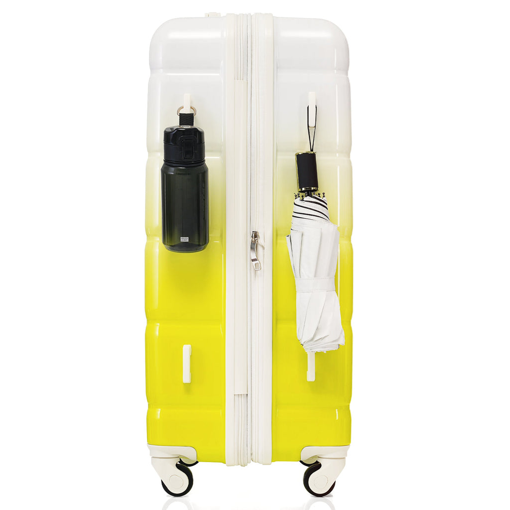Luggage Set of 3, 20 - inch with USB Port, Airline Certified Carry - on Luggage with Cup Holder, ABS+PC Hard Shell Luggage with Spinner Wheels, lemon yellow - Top Travels