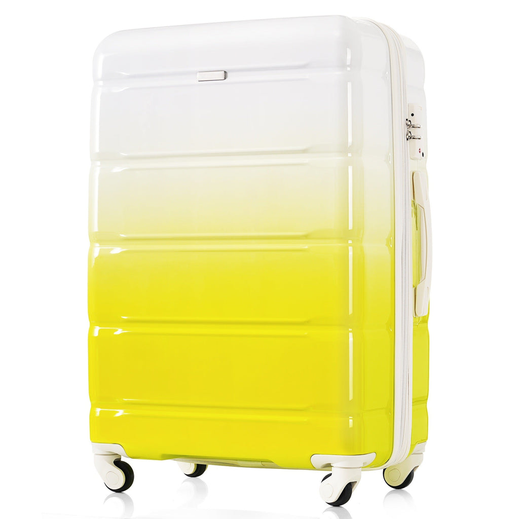 Luggage Set of 3, 20 - inch with USB Port, Airline Certified Carry - on Luggage with Cup Holder, ABS+PC Hard Shell Luggage with Spinner Wheels, lemon yellow - Top Travels