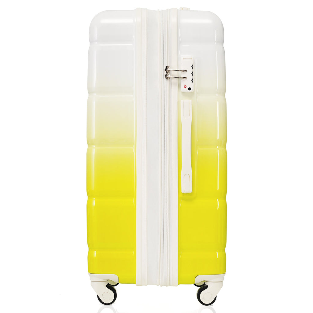 Luggage Set of 3, 20 - inch with USB Port, Airline Certified Carry - on Luggage with Cup Holder, ABS+PC Hard Shell Luggage with Spinner Wheels, lemon yellow - Top Travels