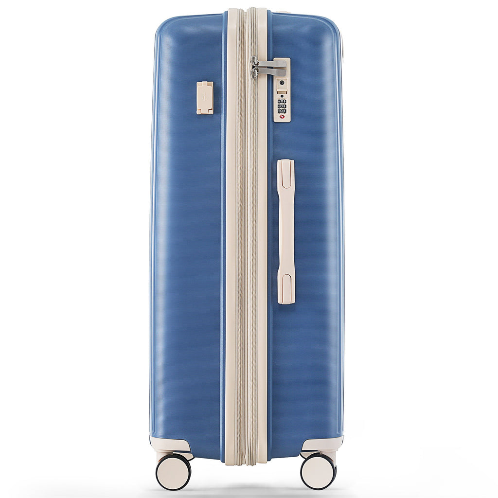 Luggage Sets 3 Piece Suitcase Set 20/24/28 with USB Port,Carry on Luggage Airline Approved,PP Lightweight Suitcase with Spinner Wheels, Blue and Ivory - Top Travels