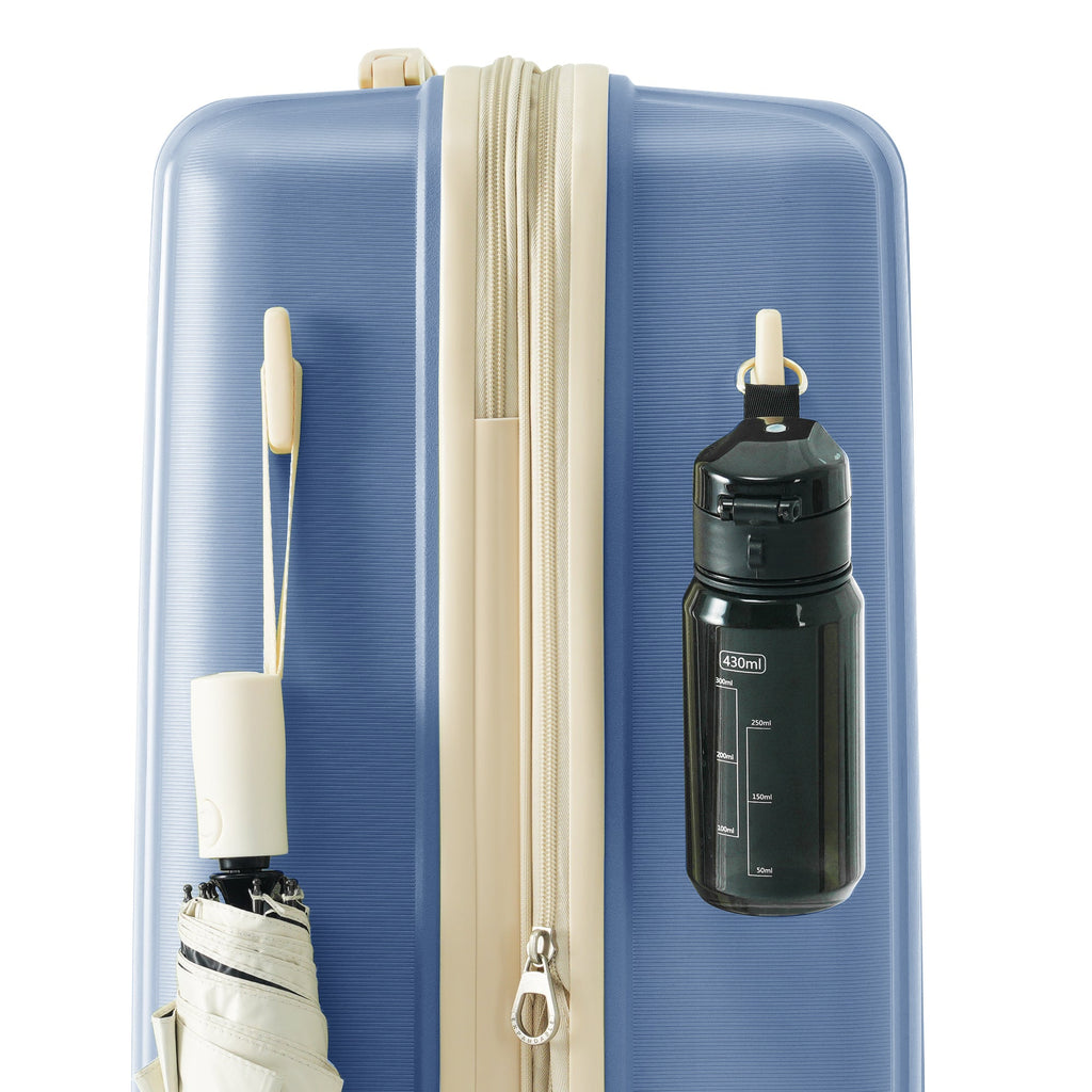 Luggage Sets 3 Piece Suitcase Set 20/24/28 with USB Port,Carry on Luggage Airline Approved,PP Lightweight Suitcase with Spinner Wheels, Blue and Ivory - Top Travels